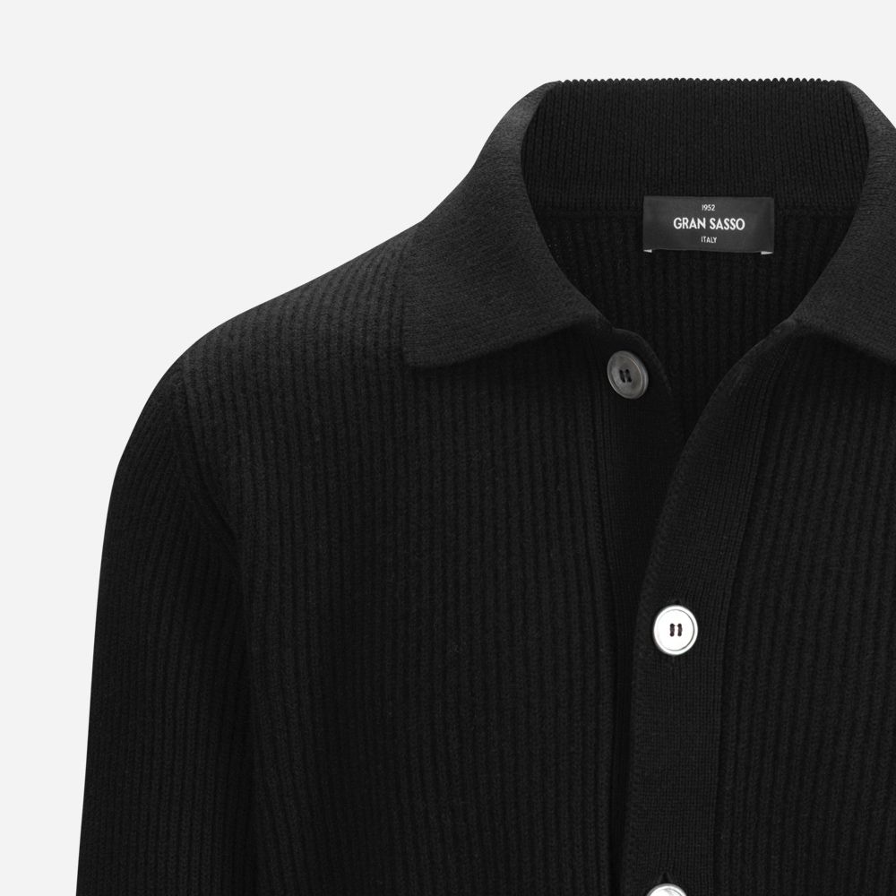Overshirt Rib Cashmere - Black