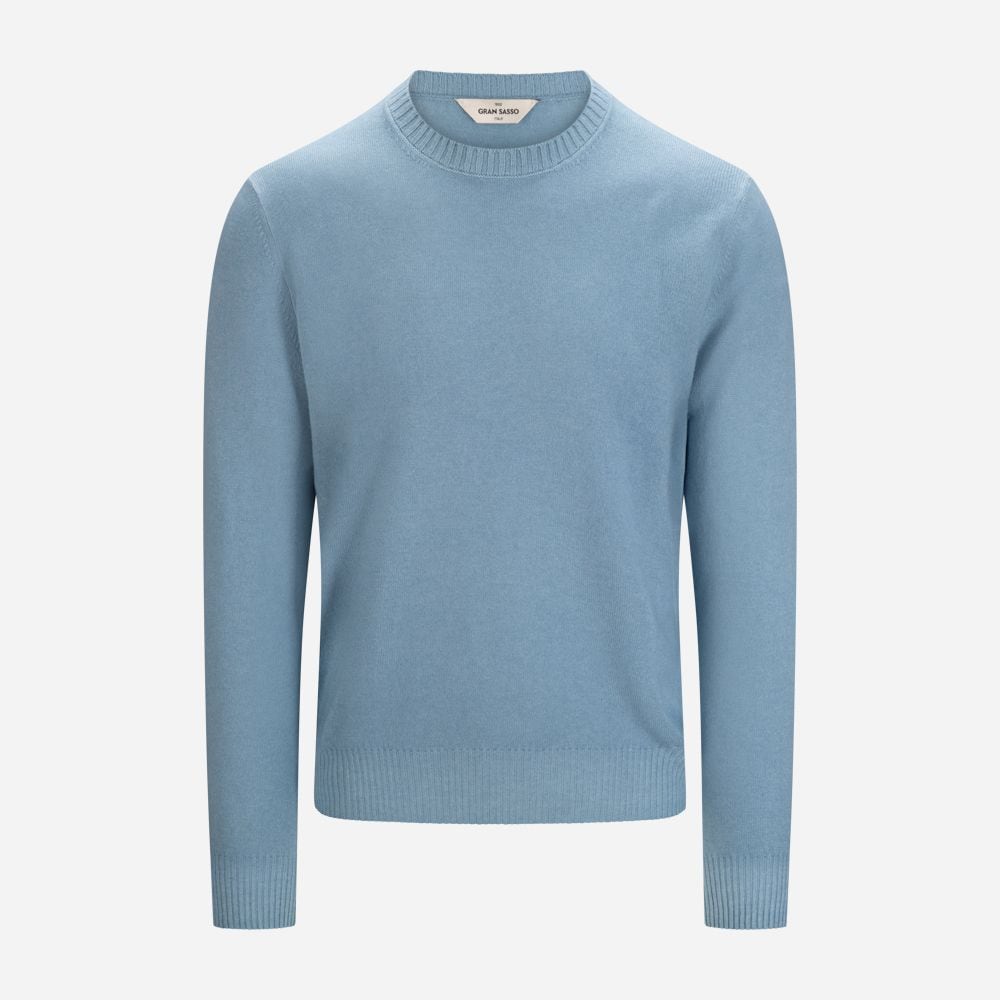 Crew Neck Vintage Wool-Cashmere - Light Blue