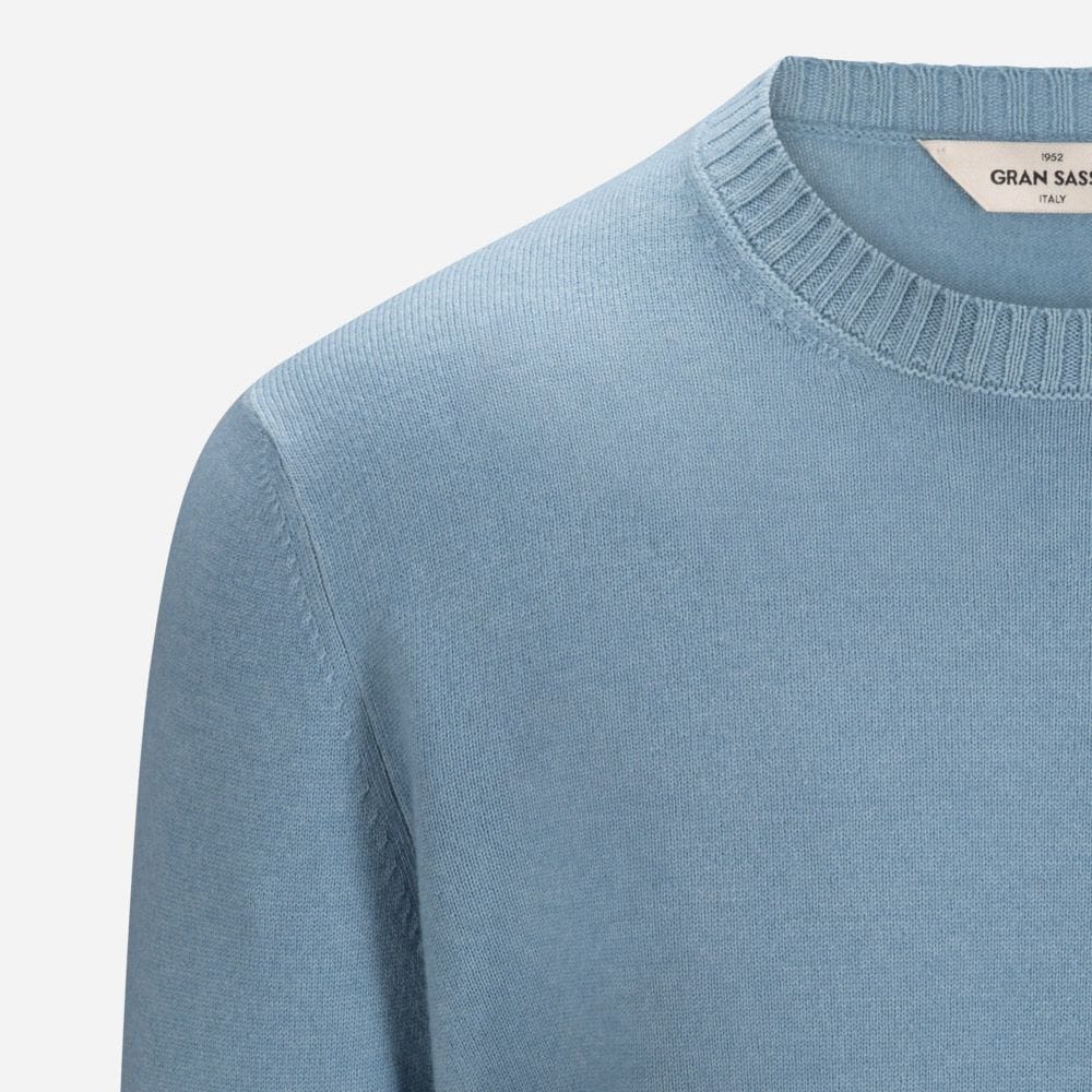 Crew Neck Vintage Wool-Cashmere - Light Blue