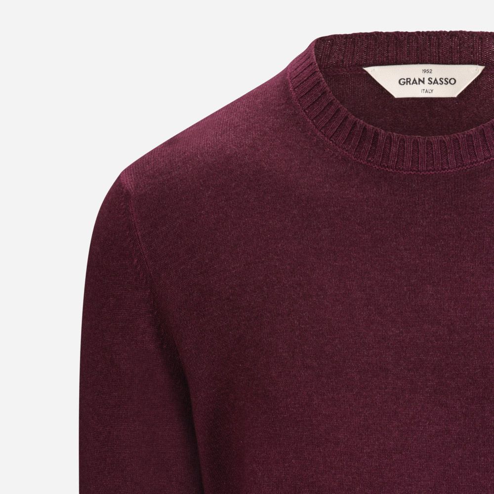 Crew Neck Vintage Wool-Cashmere - Burgundy