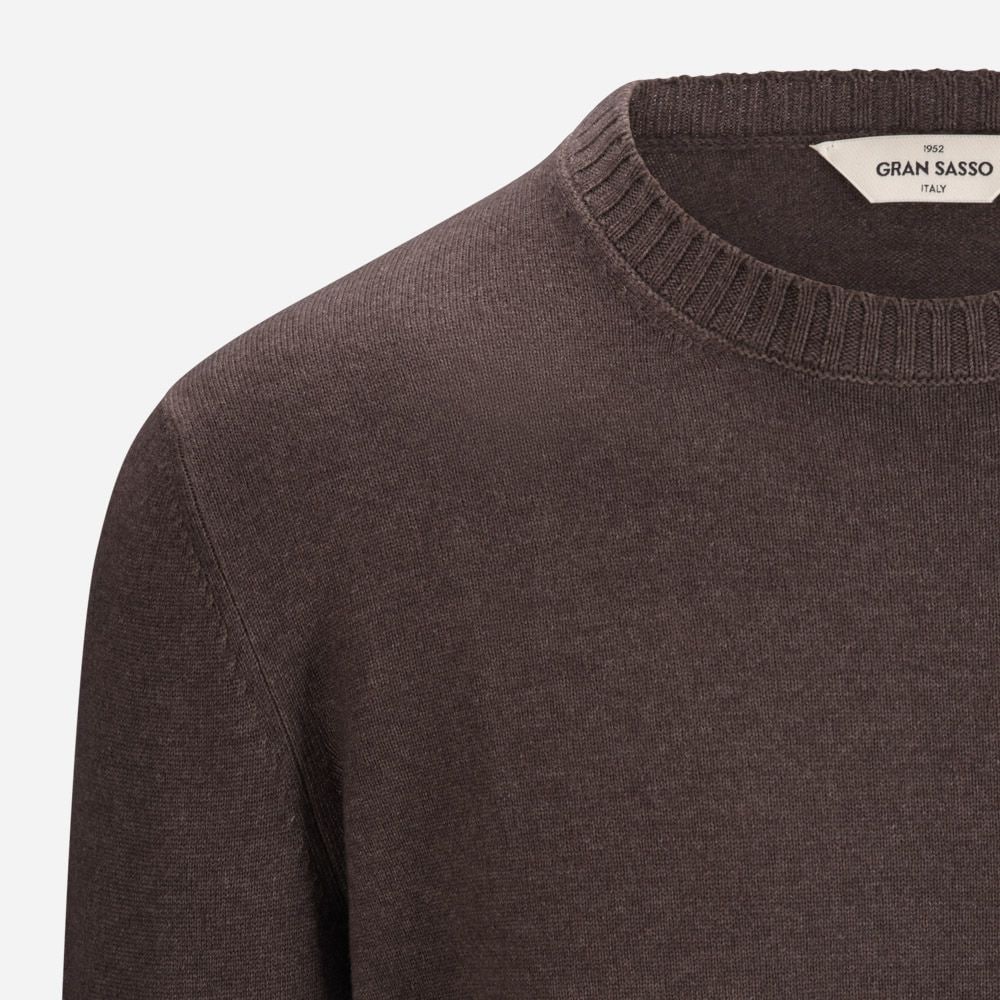 Crew Neck Vintage Wool-Cashmere - Dark Brown
