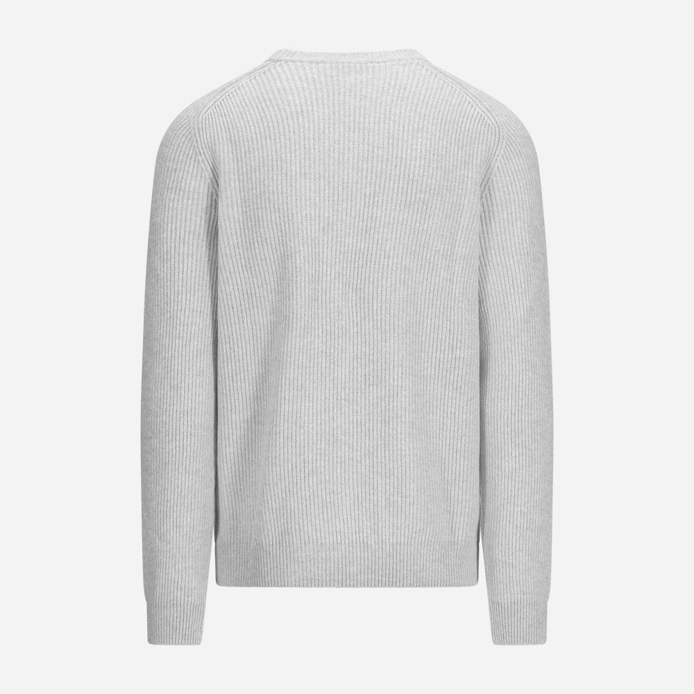Crew Neck Rib Wool - Light Grey