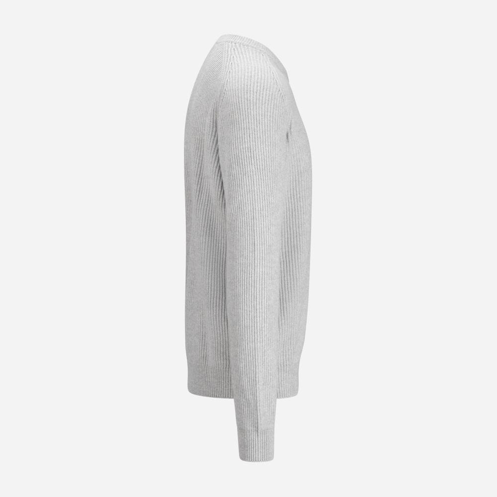 Crew Neck Rib Wool - Light Grey