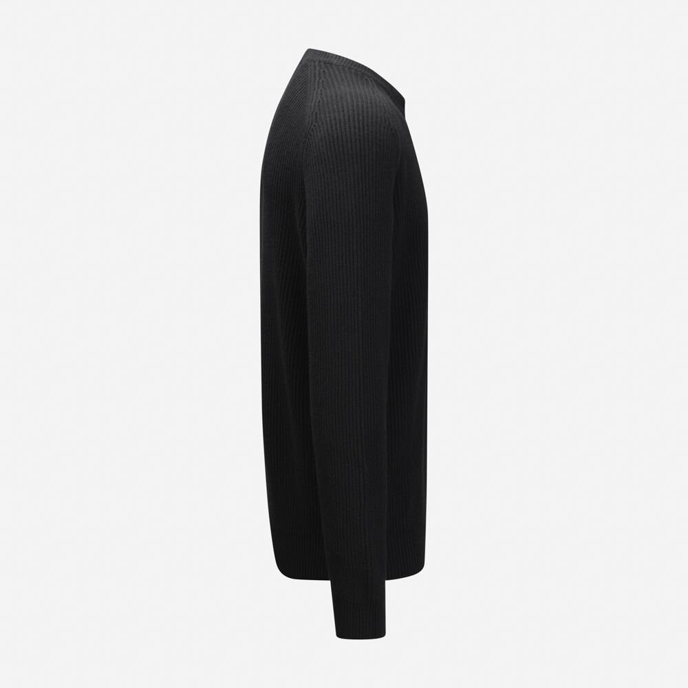 Crew Neck Rib Wool - Black
