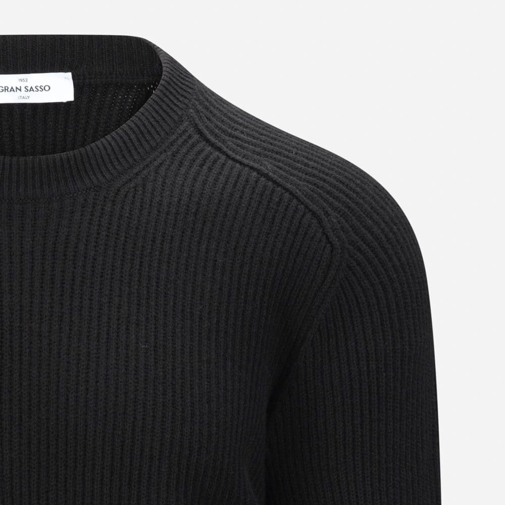Crew Neck Rib Wool - Black