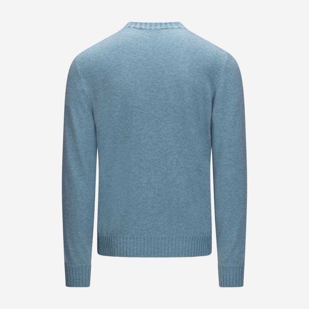 Crew Neck Felted Cashmere - Light Blue
