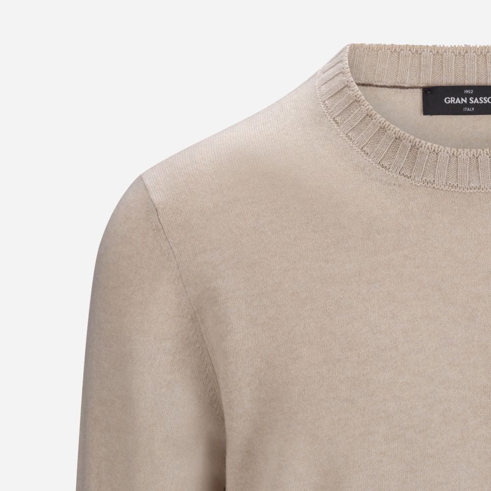 Crew Neck Felted Cashmere - Panna