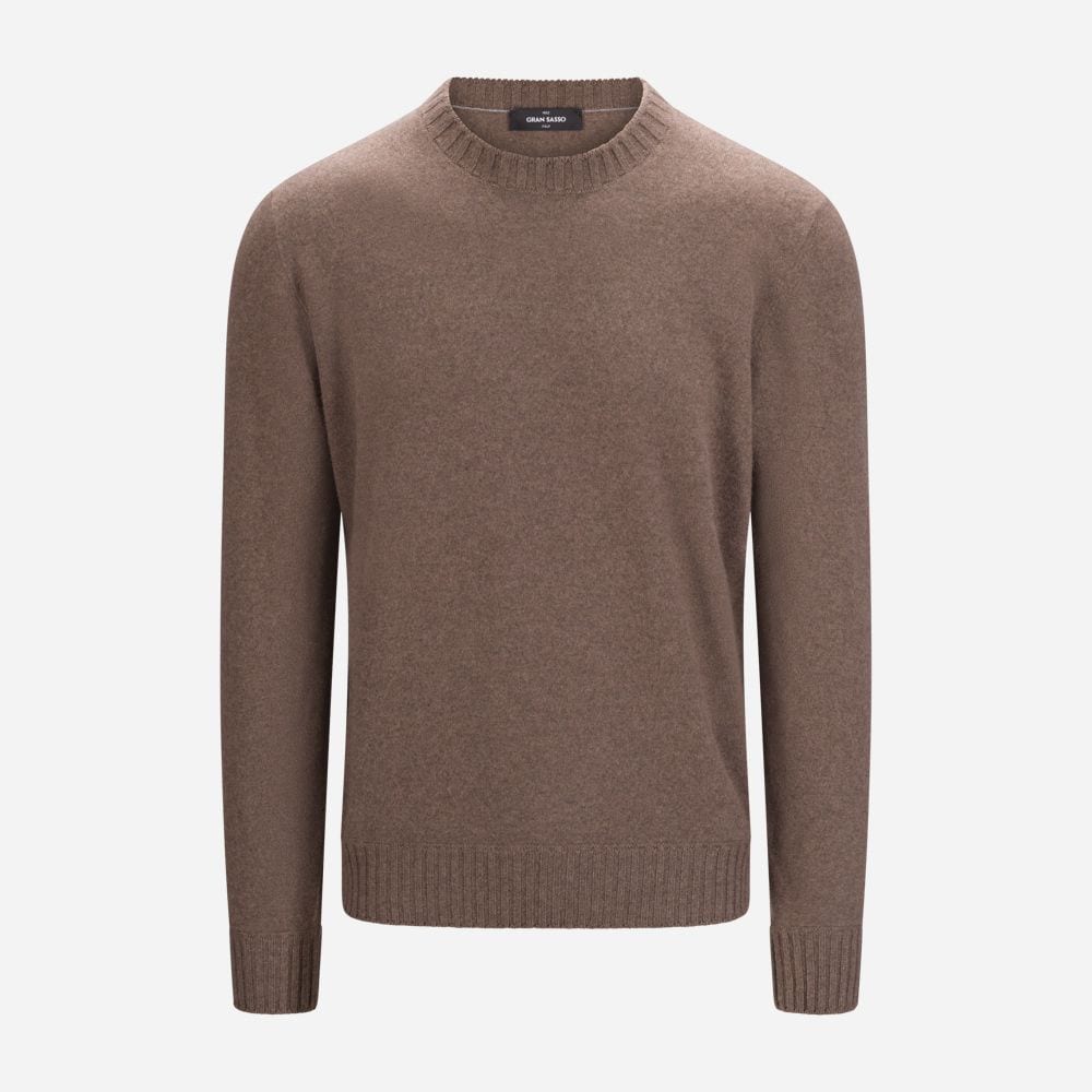 Crew Neck Felted Cashmere - Taupe