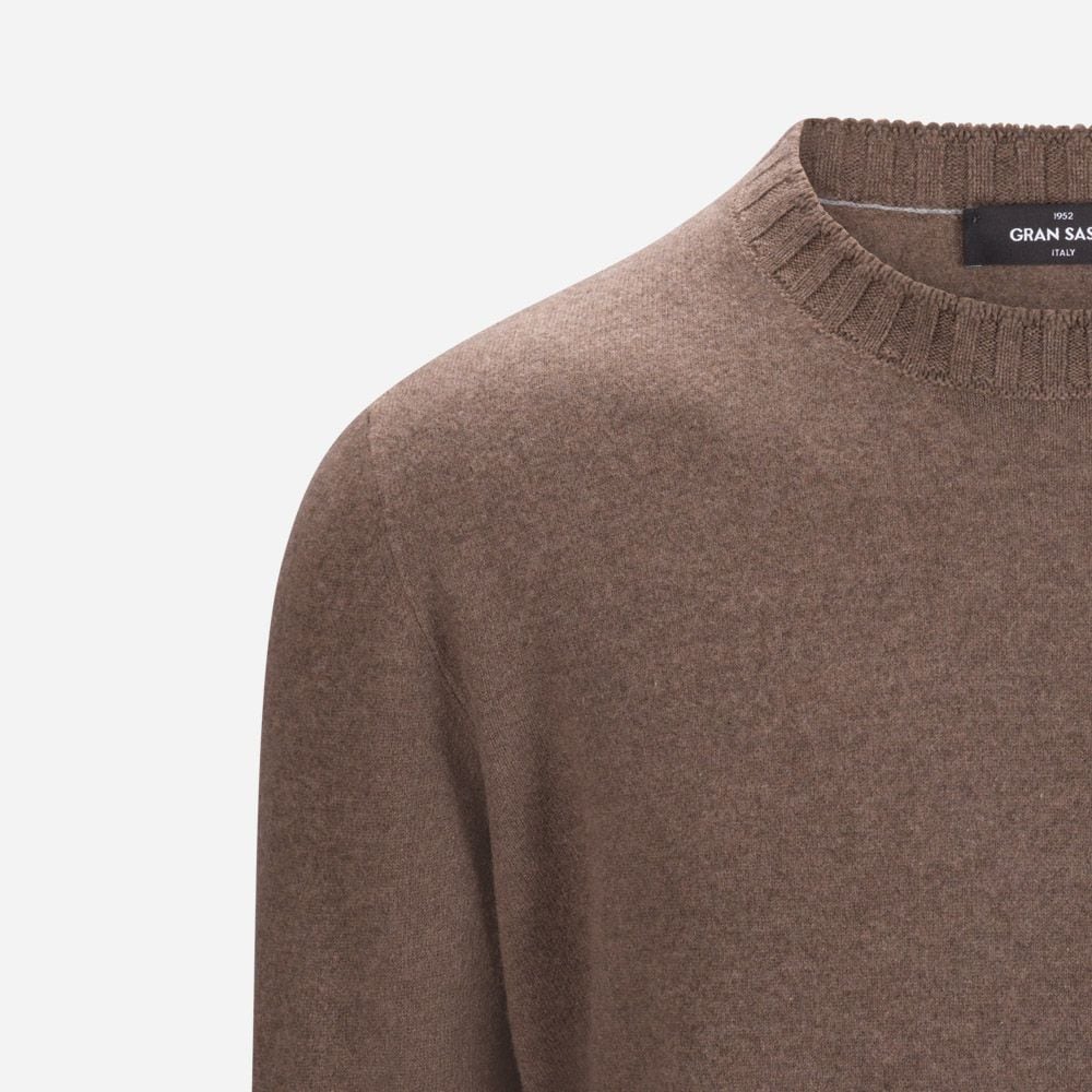Crew Neck Felted Cashmere - Taupe