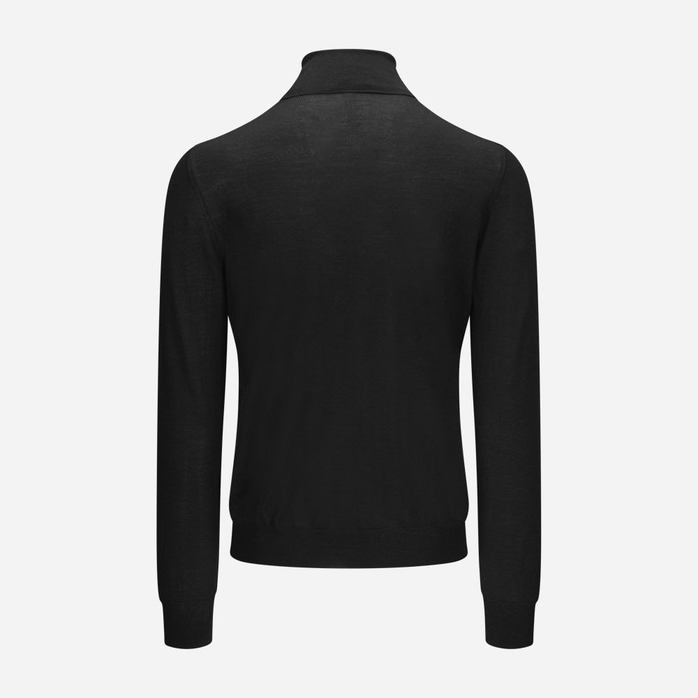 Turtle Neck Wool-Silk - Black