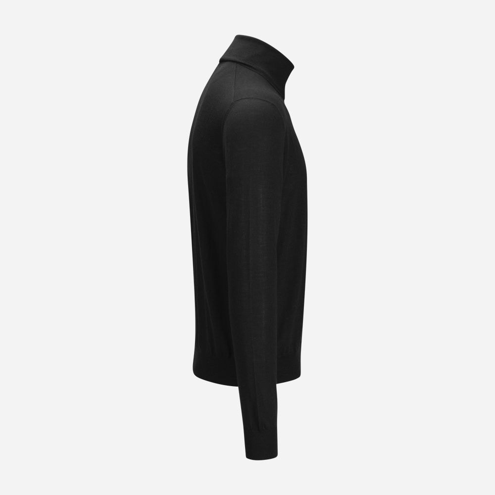 Turtle Neck Wool-Silk - Black