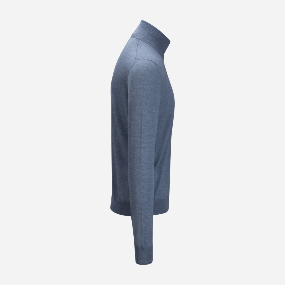 Turtle Neck Wool-Silk - Light Blue