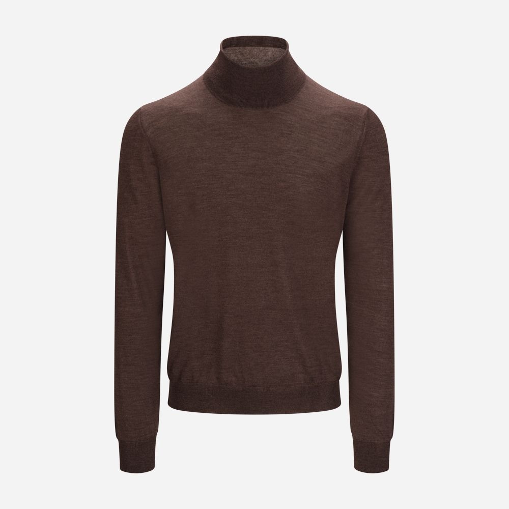 Turtle Neck Wool-Silk - Brown