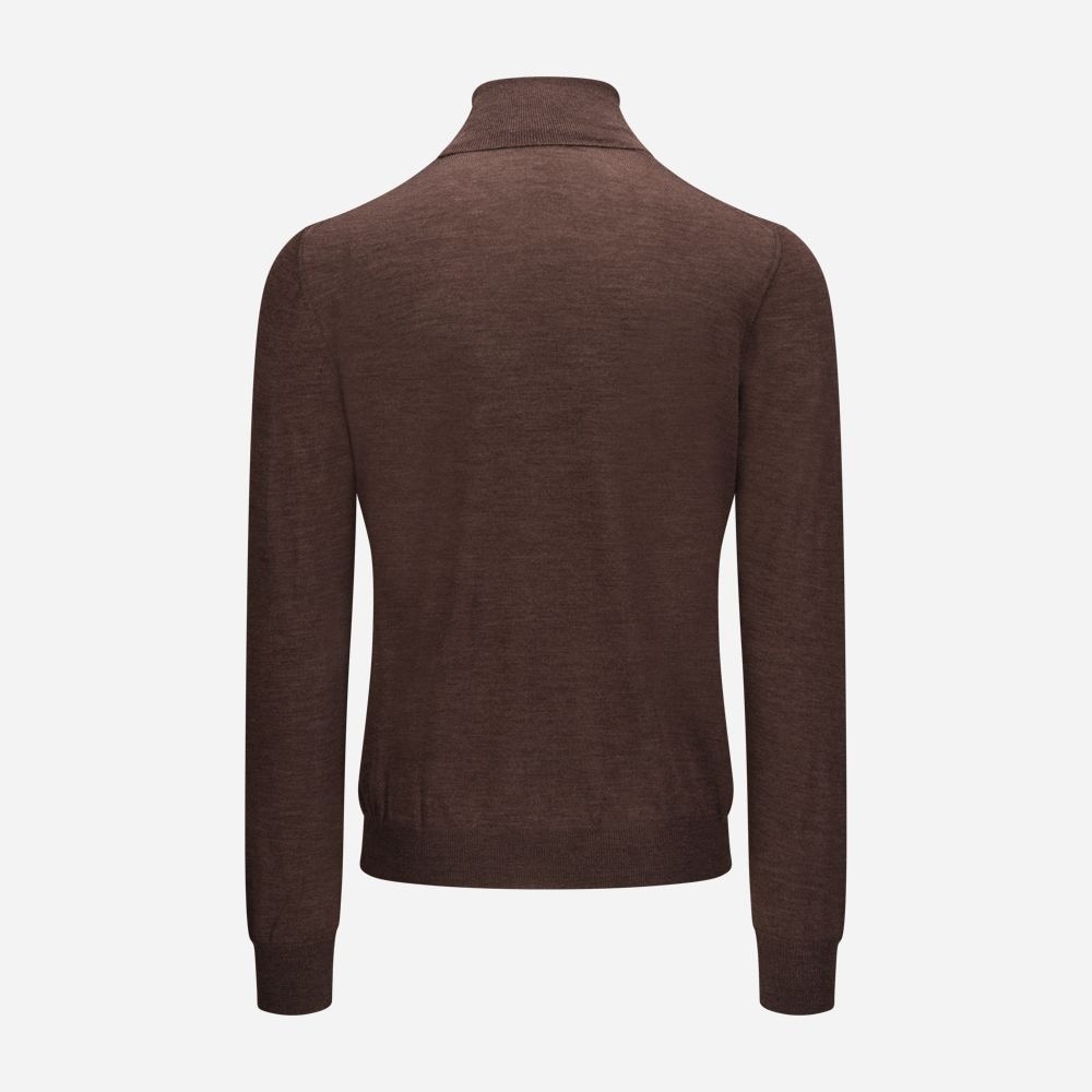 Turtle Neck Wool-Silk - Brown