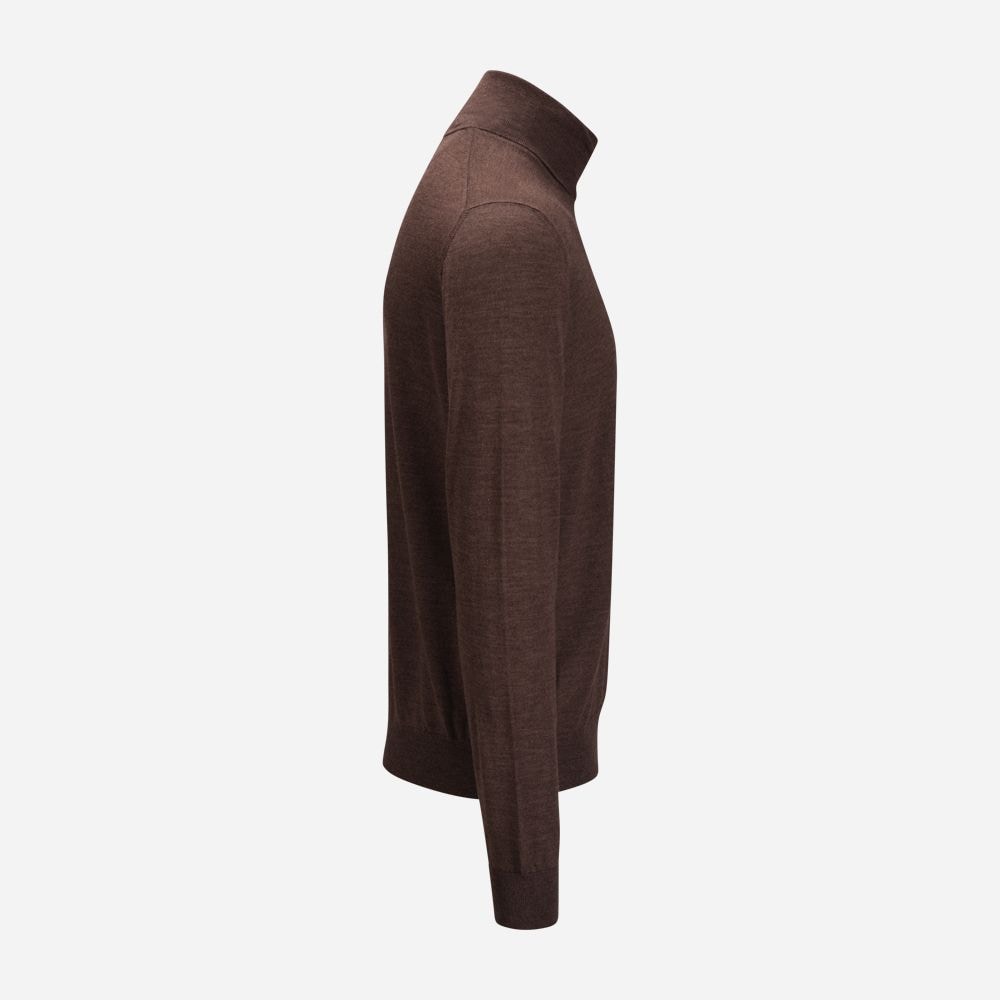 Turtle Neck Wool-Silk - Brown