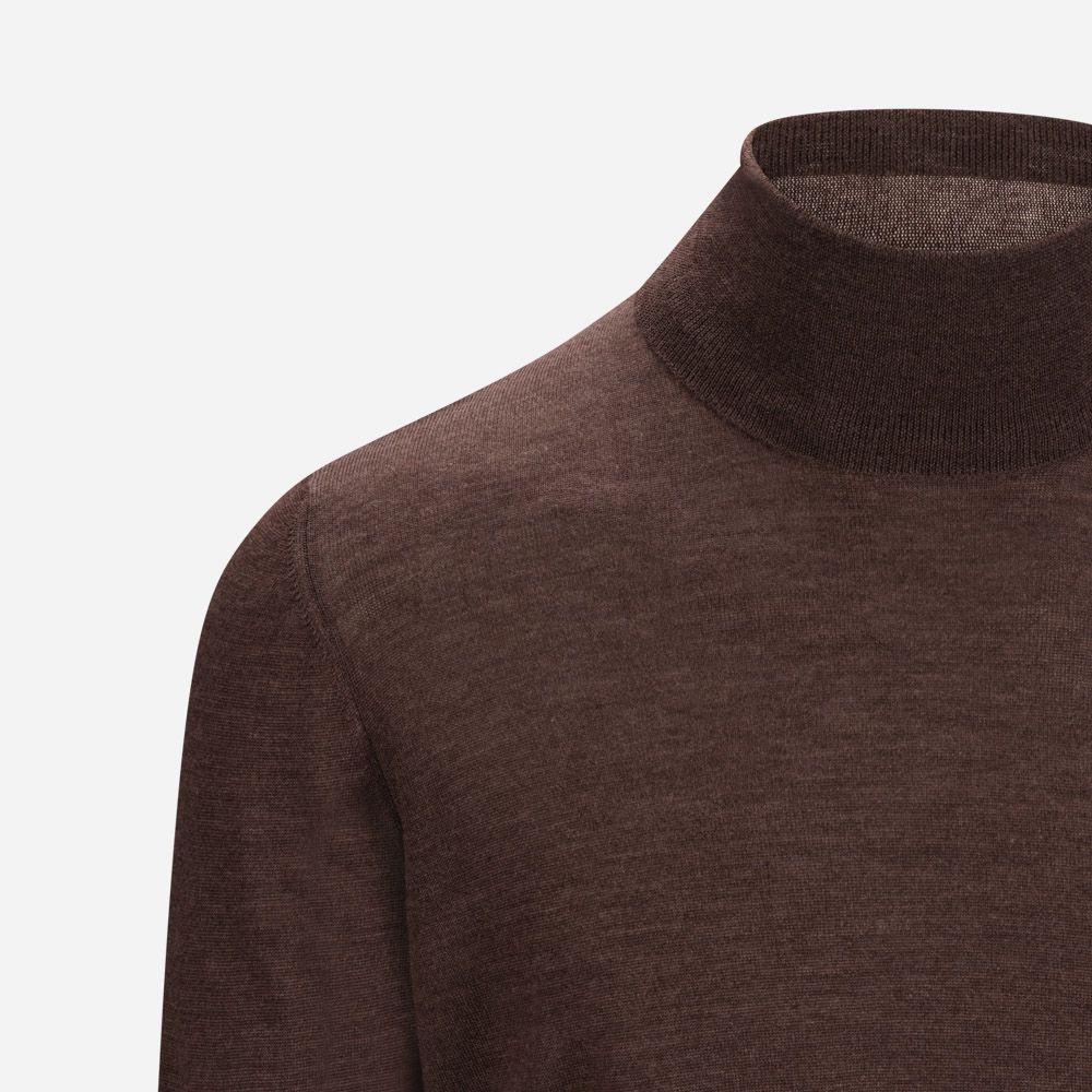 Turtle Neck Wool-Silk - Brown