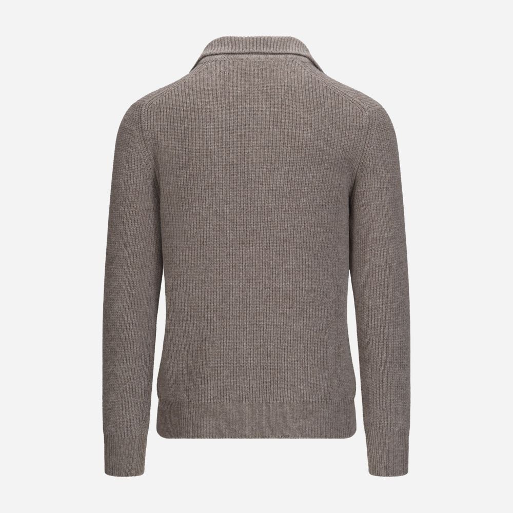 Rib Sweater Skipper Collar Wool - Taupe