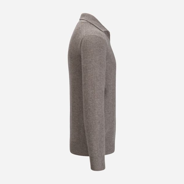 Rib Sweater Skipper Collar Wool - Taupe