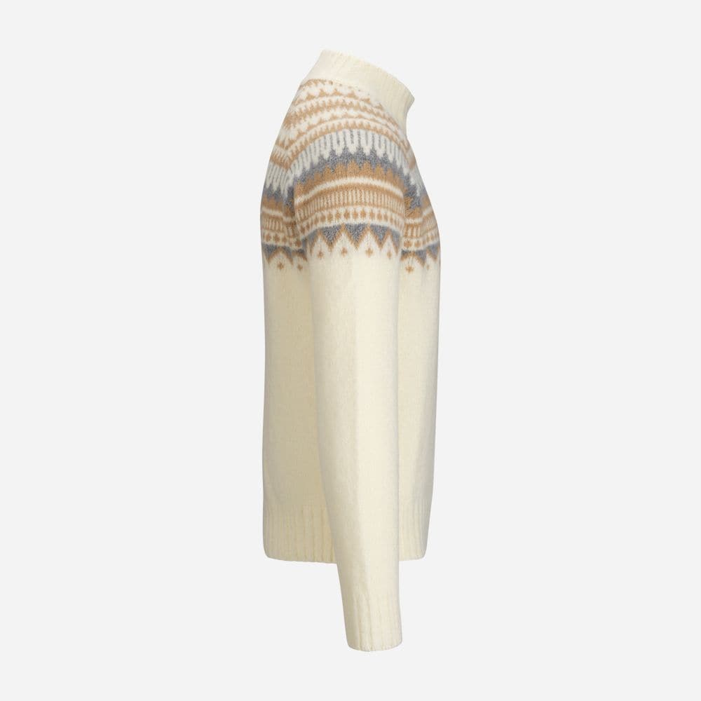 Mock Neck Fabric - White Pattern