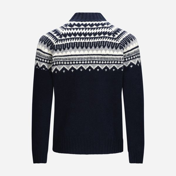 Mock Neck Fabric - Navy Pattern