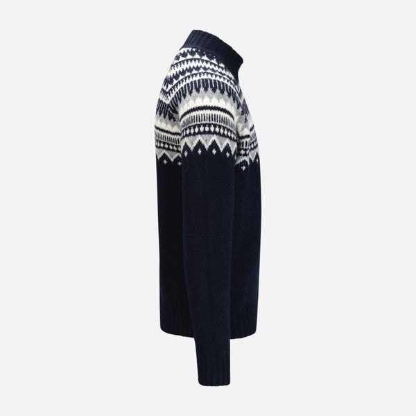 Mock Neck Fabric - Navy Pattern