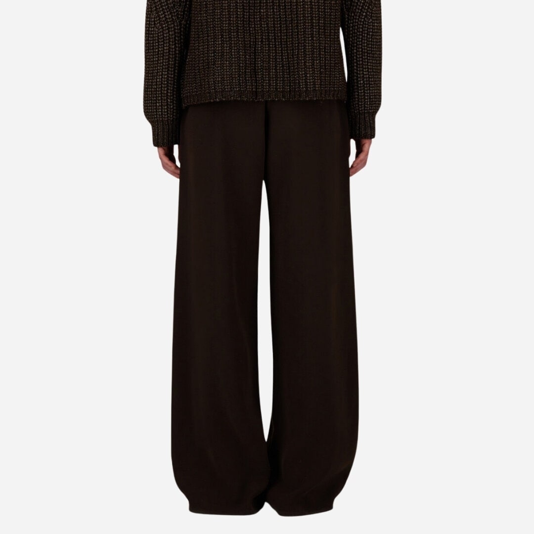 Matt Crepe Satin Trousers - Dark Chocolate