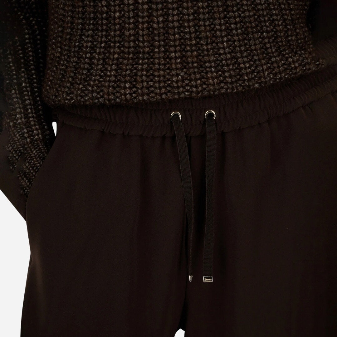Matt Crepe Satin Trousers - Dark Chocolate