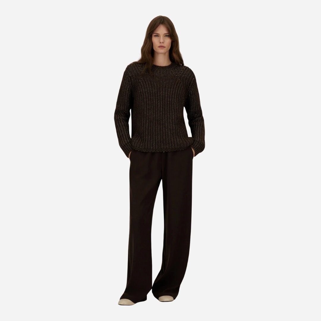 Matt Crepe Satin Trousers - Dark Chocolate