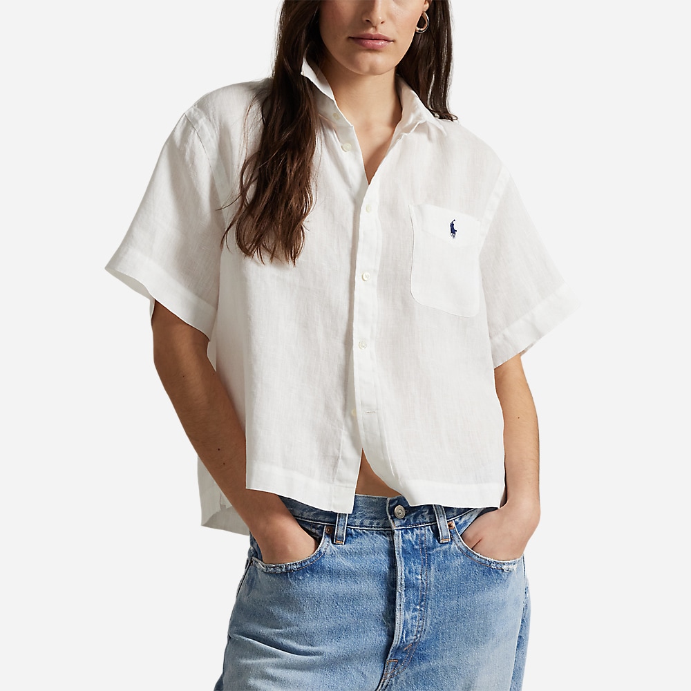 Linen Short-Sleeve Shirt - White