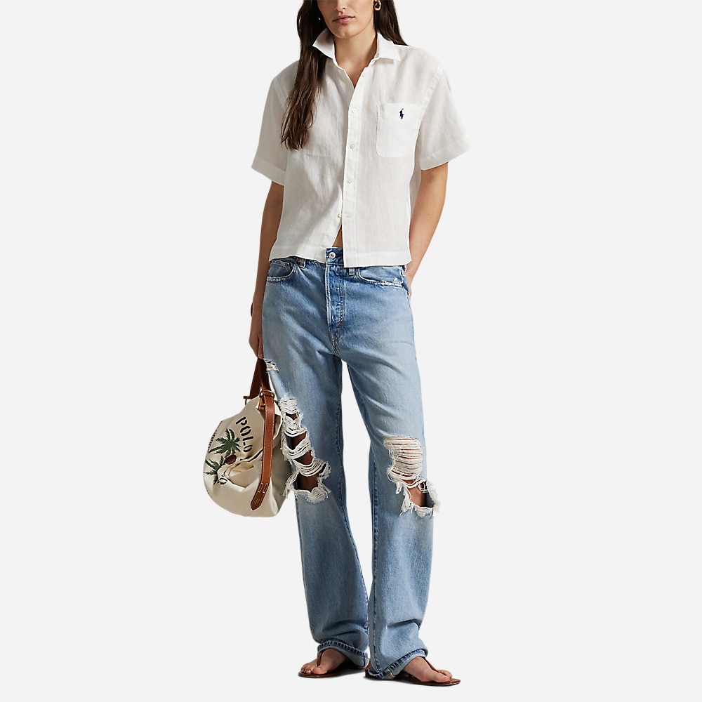 Linen Short-Sleeve Shirt - White