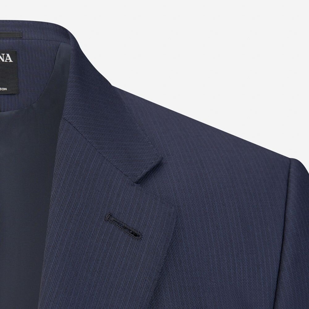 2 Pieces Wool Suit - Dark Blue Tonal Stripe