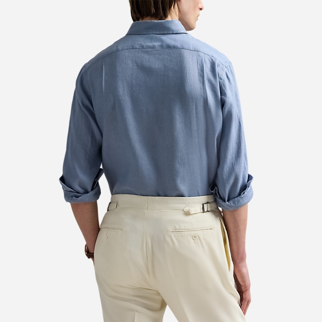 Slim Fit Linen Shirt - Channel Blue