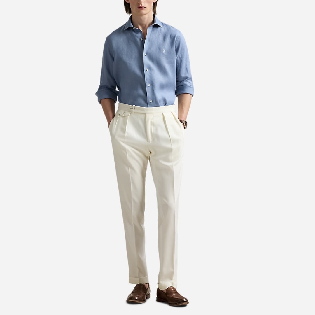 Slim Fit Linen Shirt - Channel Blue