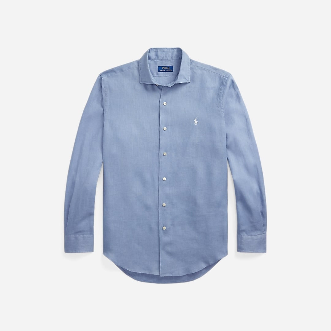 Slim Fit Linen Shirt - Channel Blue
