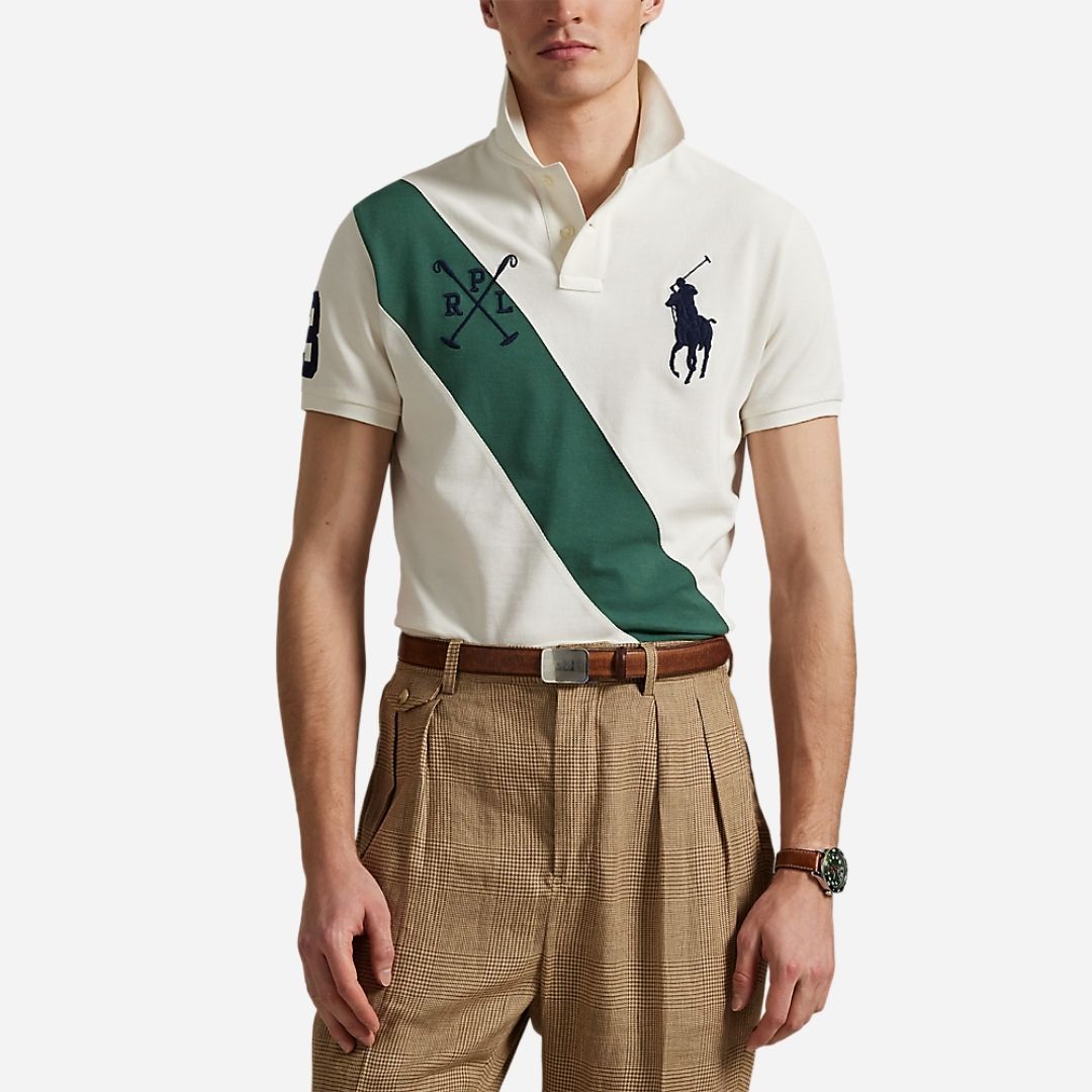 Custom Slim Fit Big Pony Mesh Polo Shirt - Nevis/Washed Forest