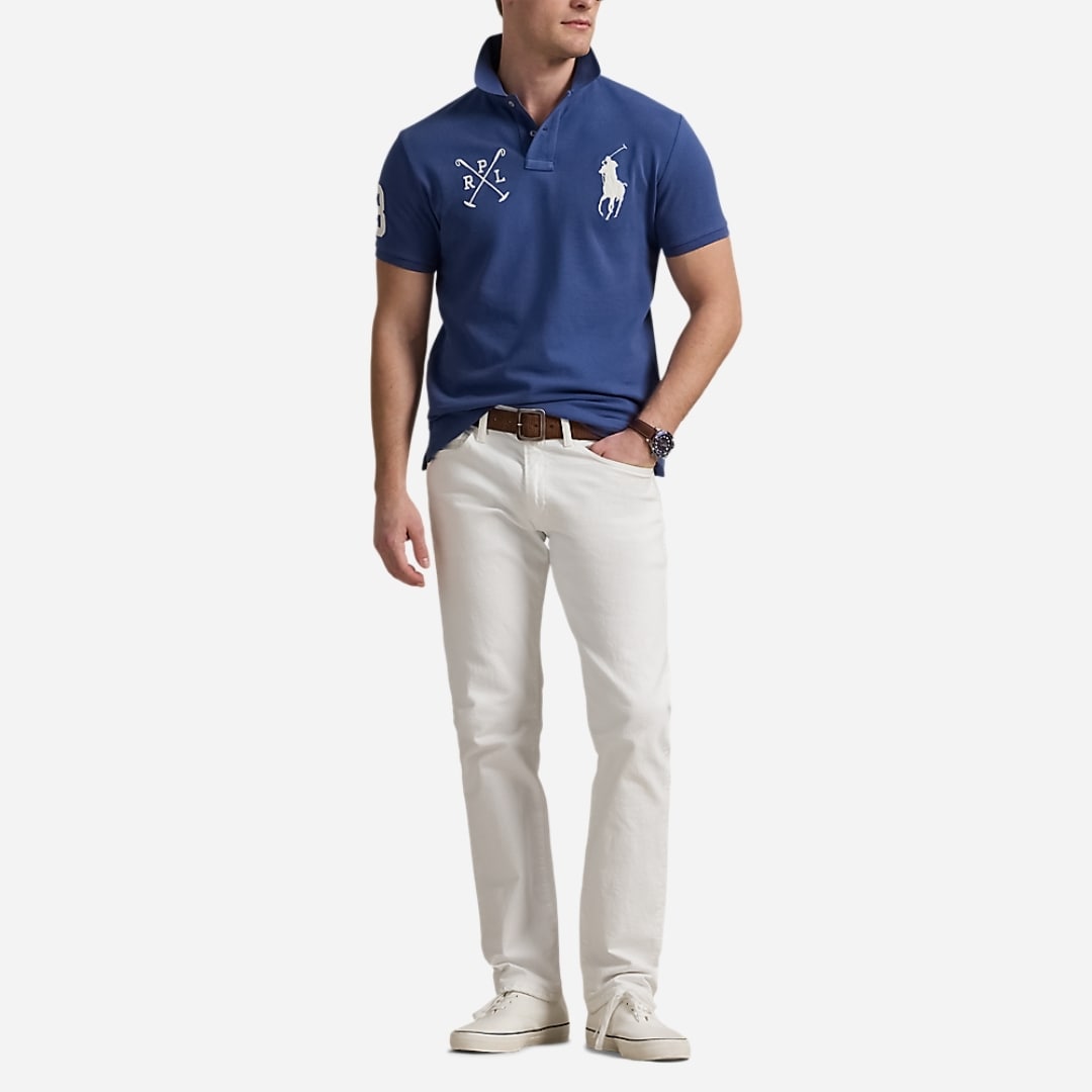 Custom Slim Fit Big Pony Mesh Polo Shirt - Old Royal