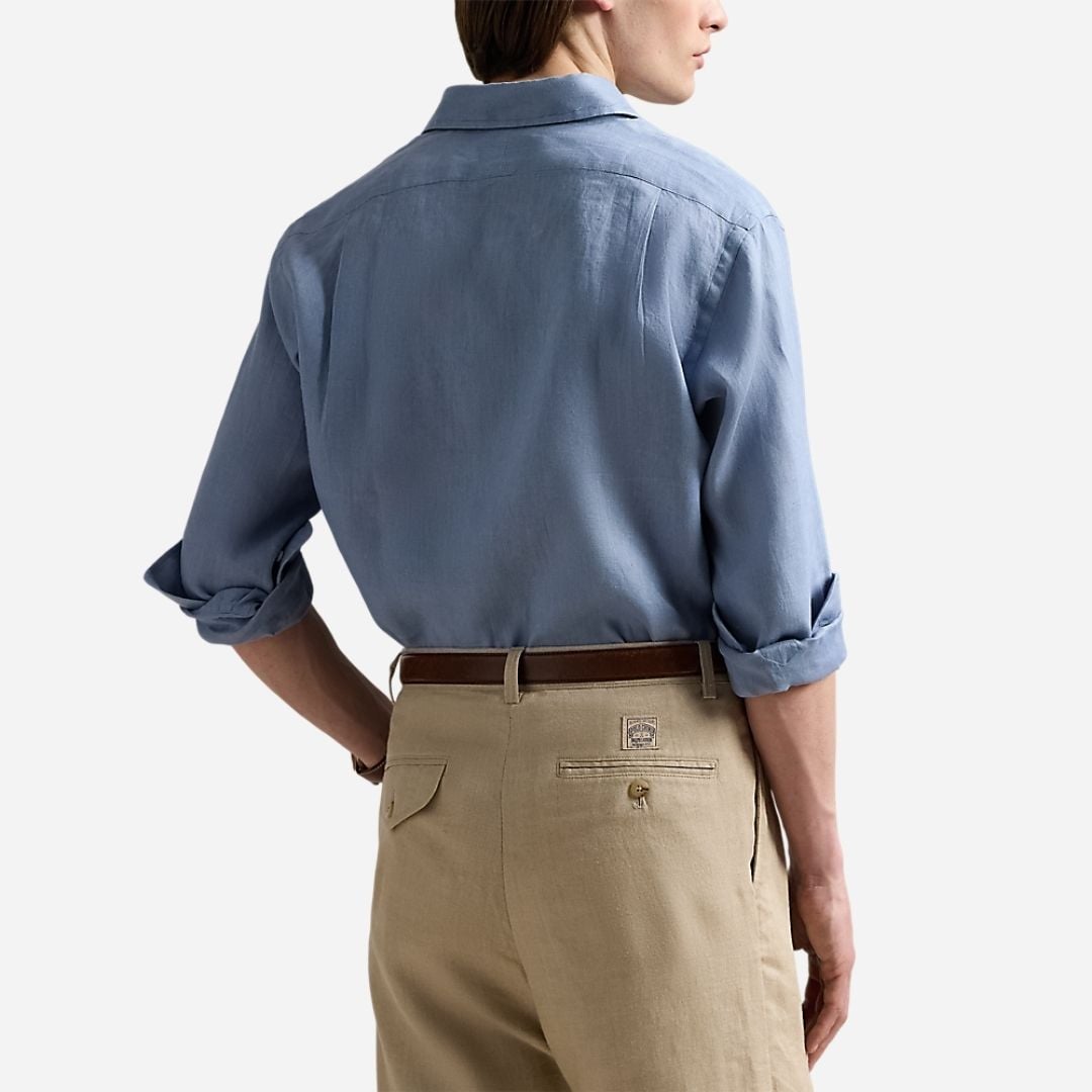 Custom Fit Linen Shirt - Channel Blue