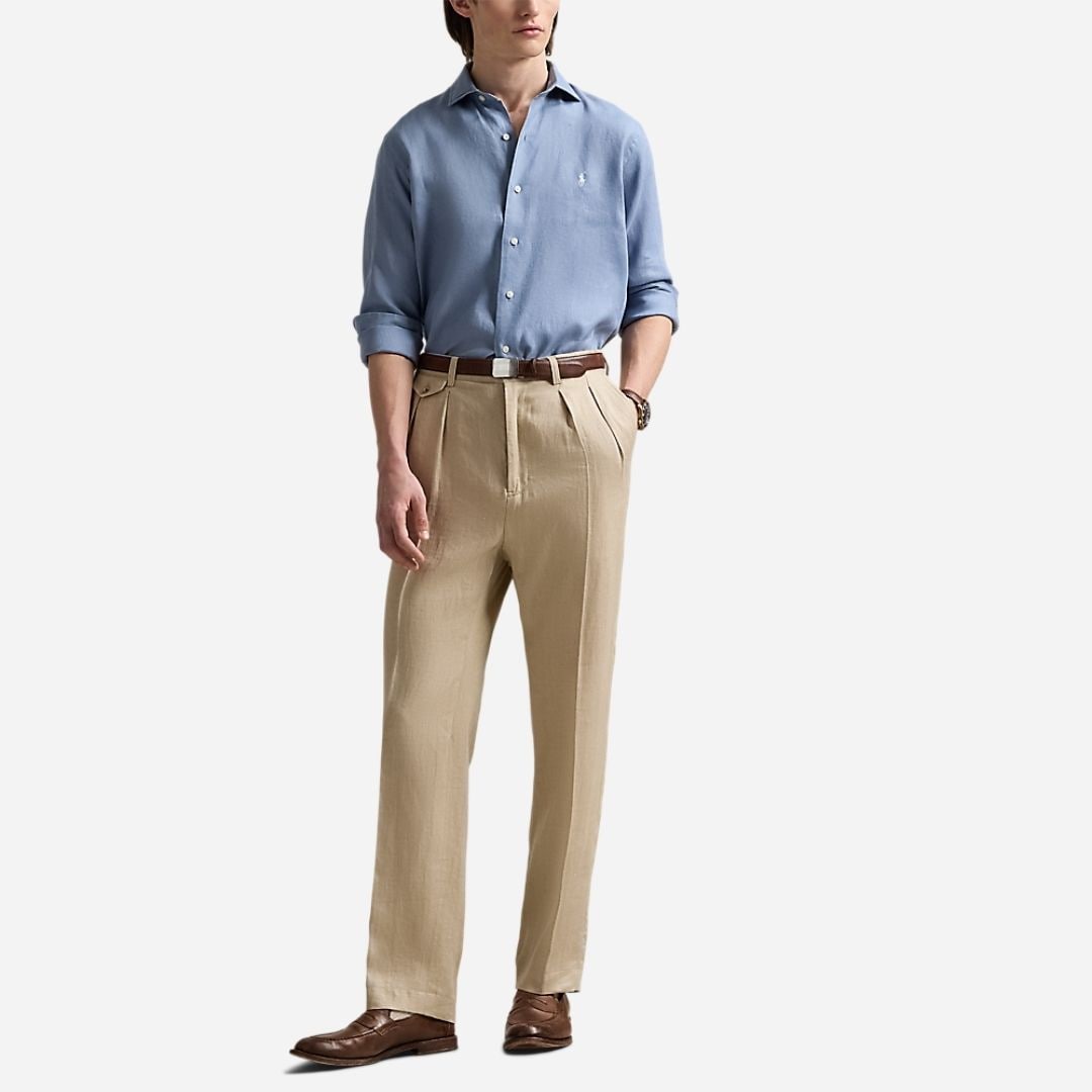 Custom Fit Linen Shirt - Channel Blue