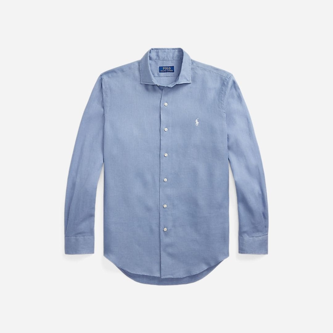 Custom Fit Linen Shirt - Channel Blue
