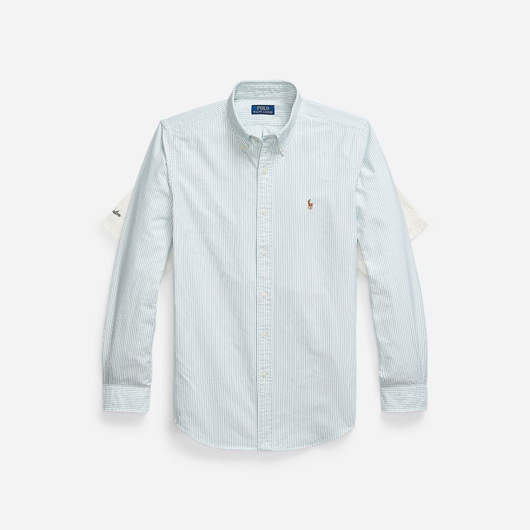 Custom Fit Striped Oxford Shirt - Lovat/White