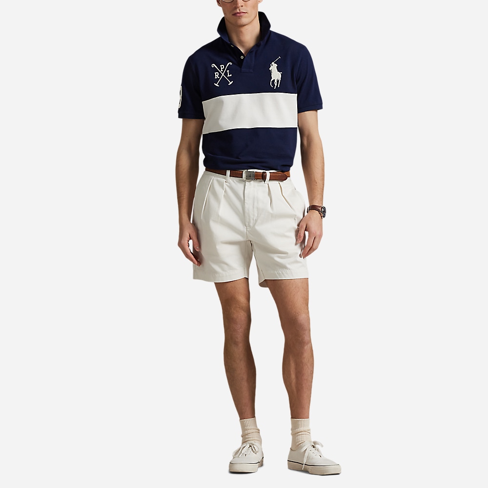 Custom Slim Fit Big Pony Mesh Polo Shirt - Newport Navy/Nevis