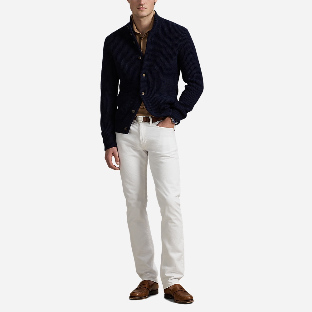 Waffle-Knit Wool-Cotton Cardigan - Hunter Navy