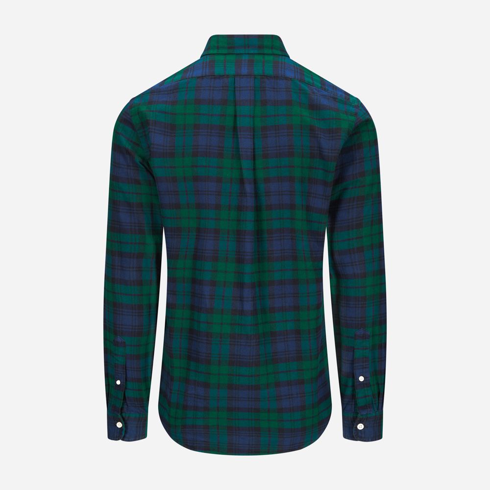 Custom Fit Tattersall Oxford Shirt - Navy/Green Multi