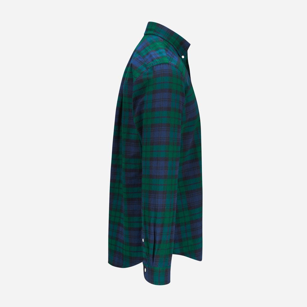 Custom Fit Tattersall Oxford Shirt - Navy/Green Multi