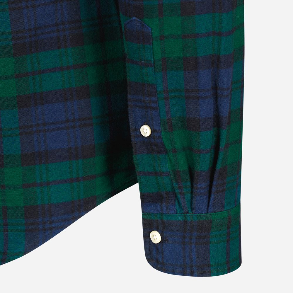 Custom Fit Tattersall Oxford Shirt - Navy/Green Multi