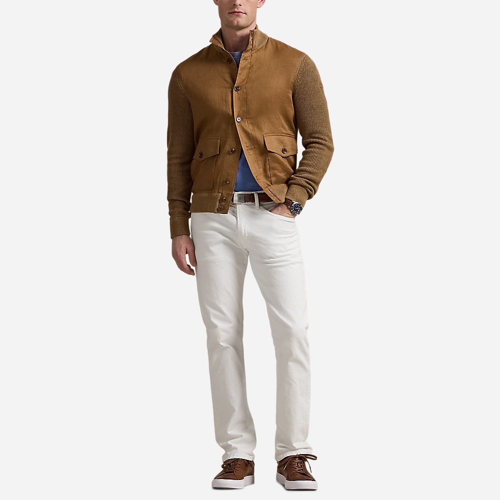 Hybrid Linen Cardigan - Brown Linen Combo