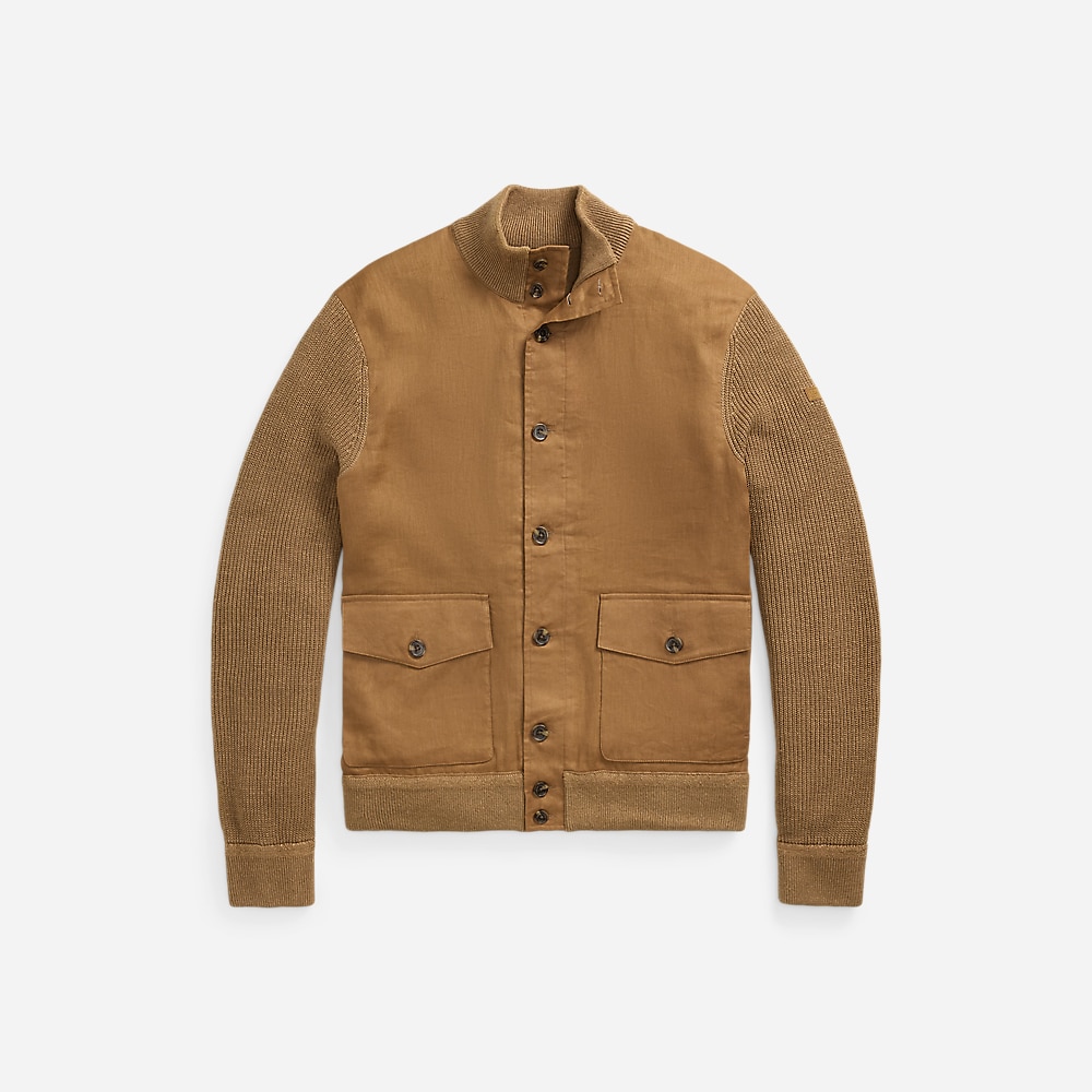 Hybrid Linen Cardigan - Brown Linen Combo