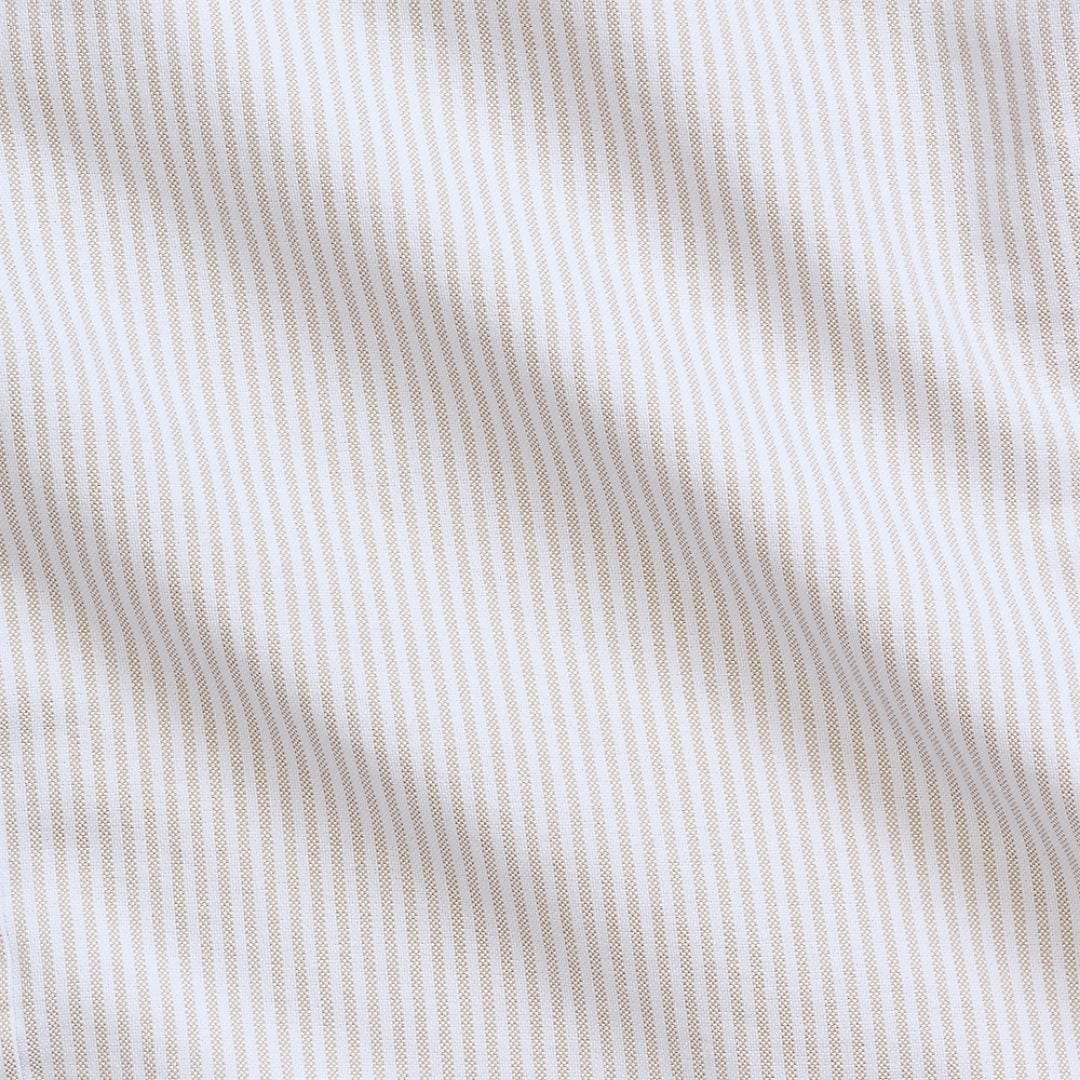 Slim Fit Striped Oxford Shirt - Coastal Beige/White
