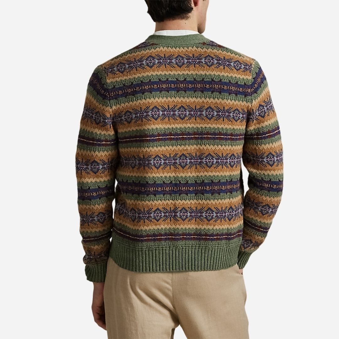 Fair Isle Cotton-Blend Cardigan - Green Combo