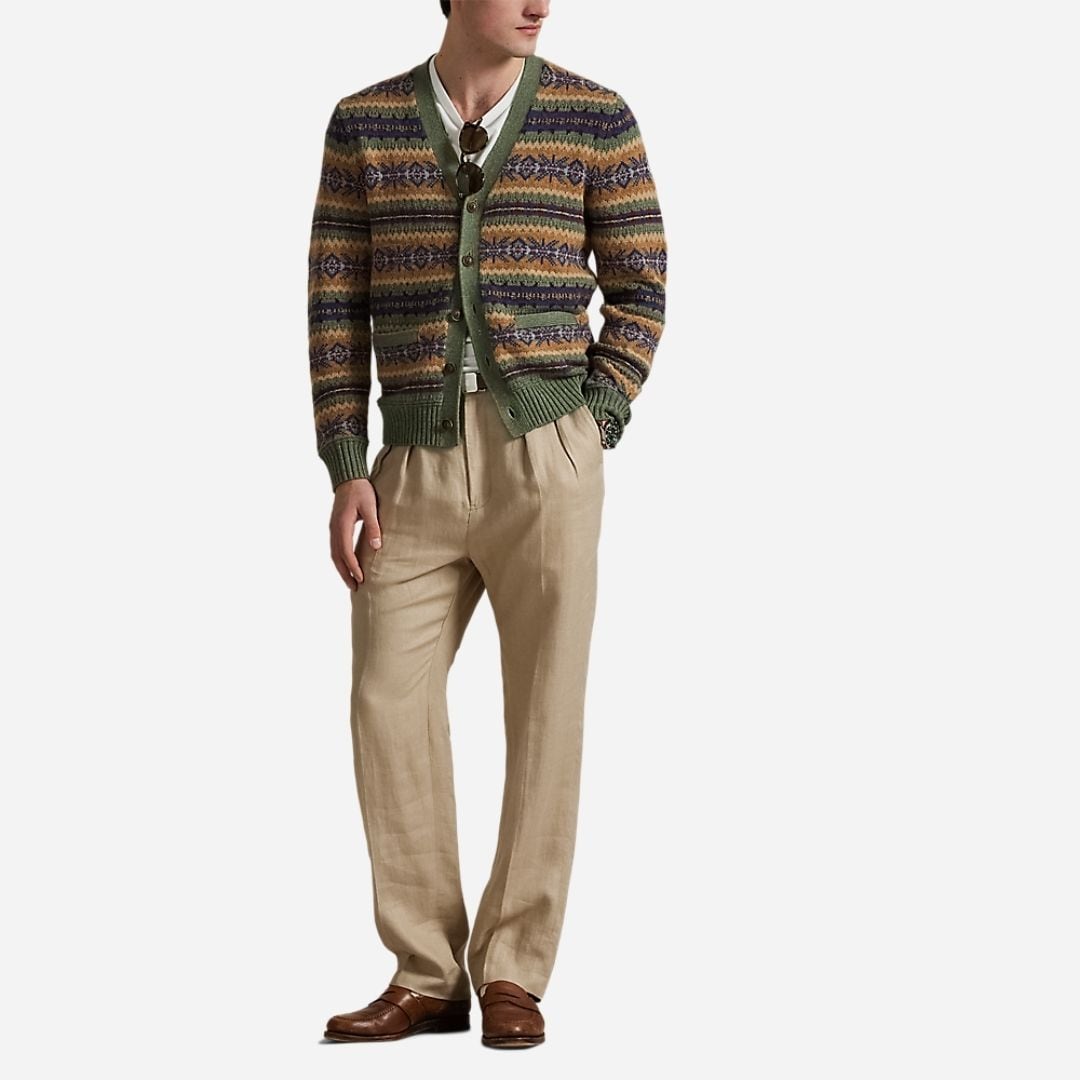Fair Isle Cotton-Blend Cardigan - Green Combo